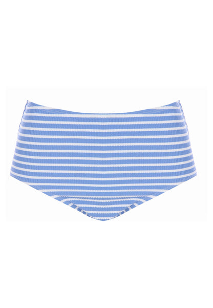 Womens Blue Stripe High Waist Bikini Briefs