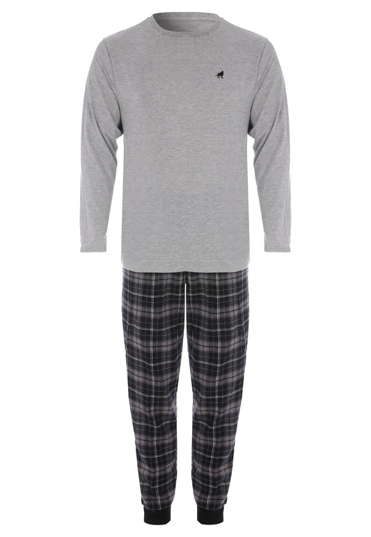Mens Grey Check Woven Pyjama Set