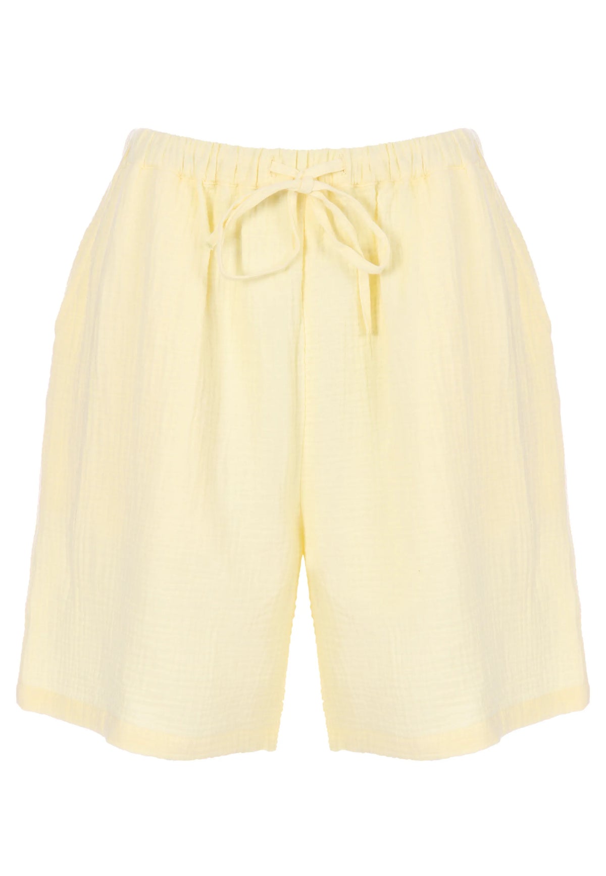 Womens Lemon Cotton Drawstring Waist Shorts