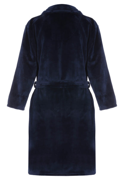 Mens Navy Shawl Collar Dressing Gown