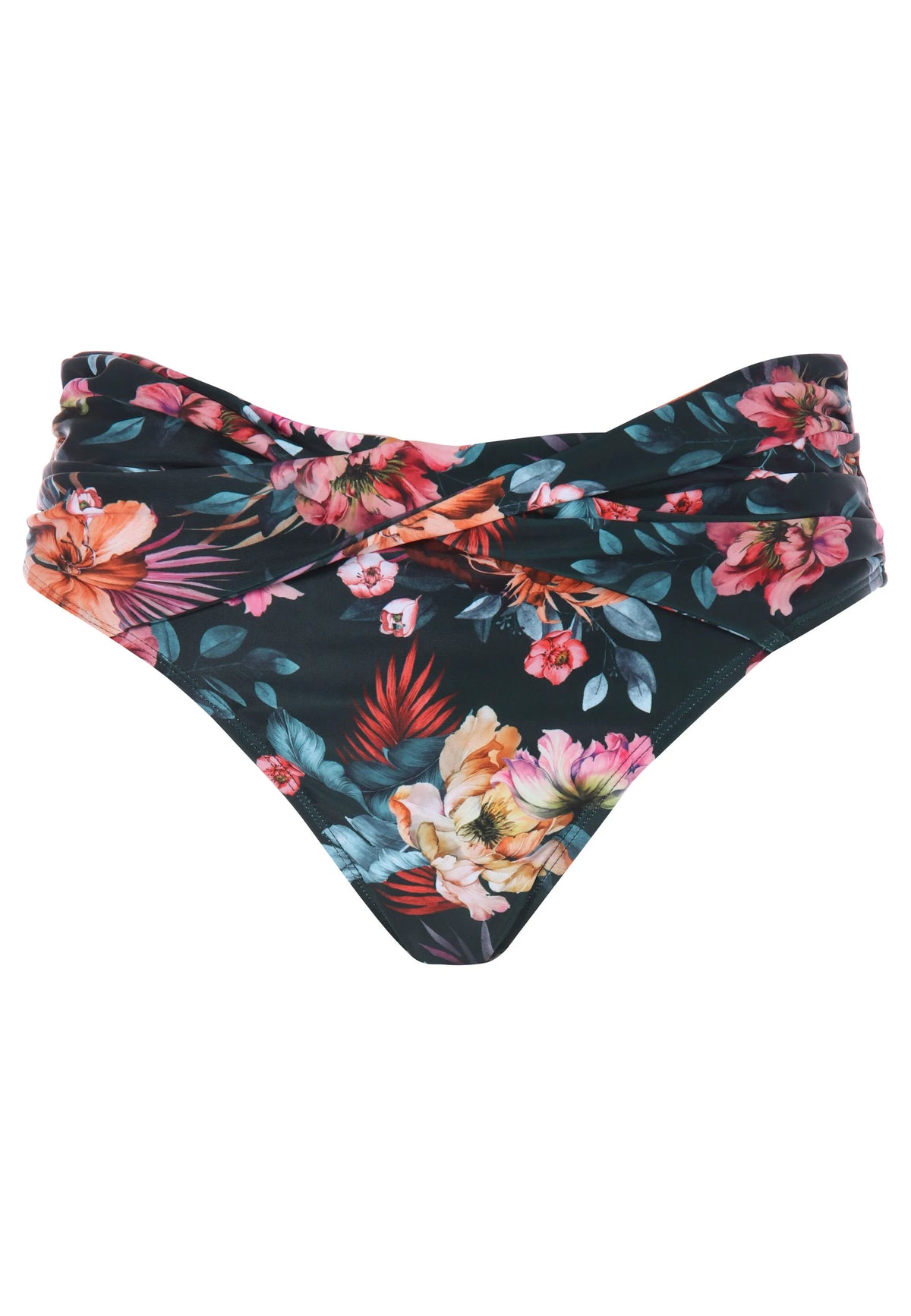 Womens Khaki Floral High Waist Bikini Briefs