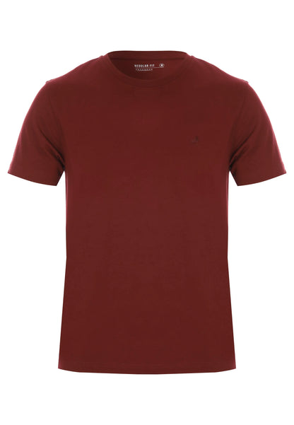 Mens Red Plain Cotton T-Shirt