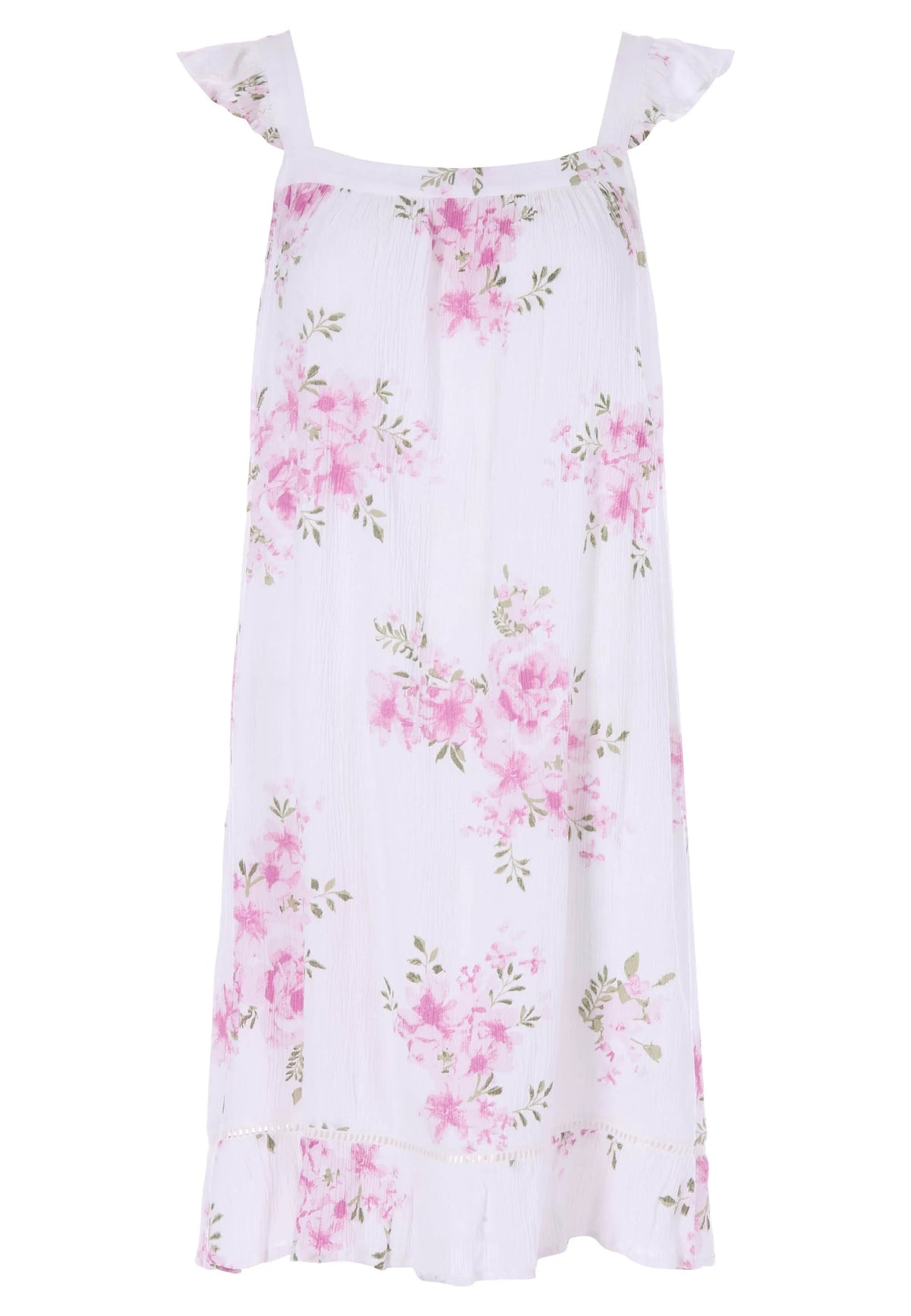 Womens Pink Floral Woven Chemise Nightdress