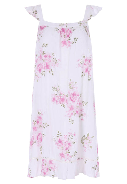 Womens Pink Floral Woven Chemise Nightdress