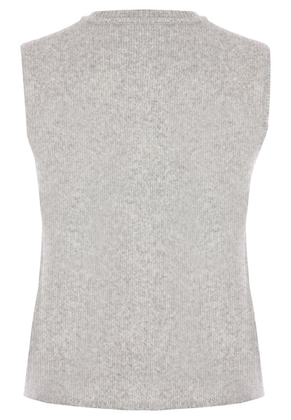 Womens Grey Knit Waistcoat Cardigan