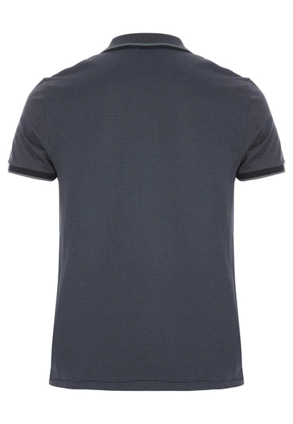 Mens Navy Textured Cotton Polo Shirt