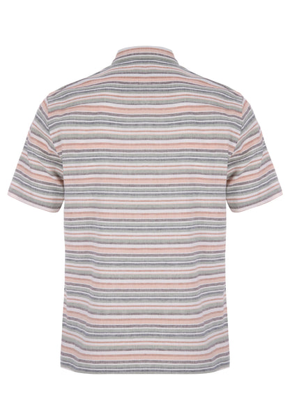 Mens Rust Stripe Linen Blend Cotton Shirt