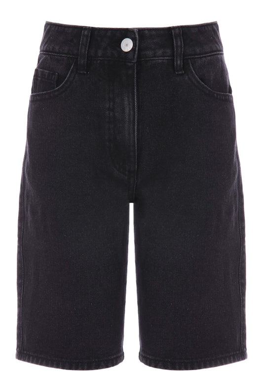 Older Boys Black Longer Denim Shorts