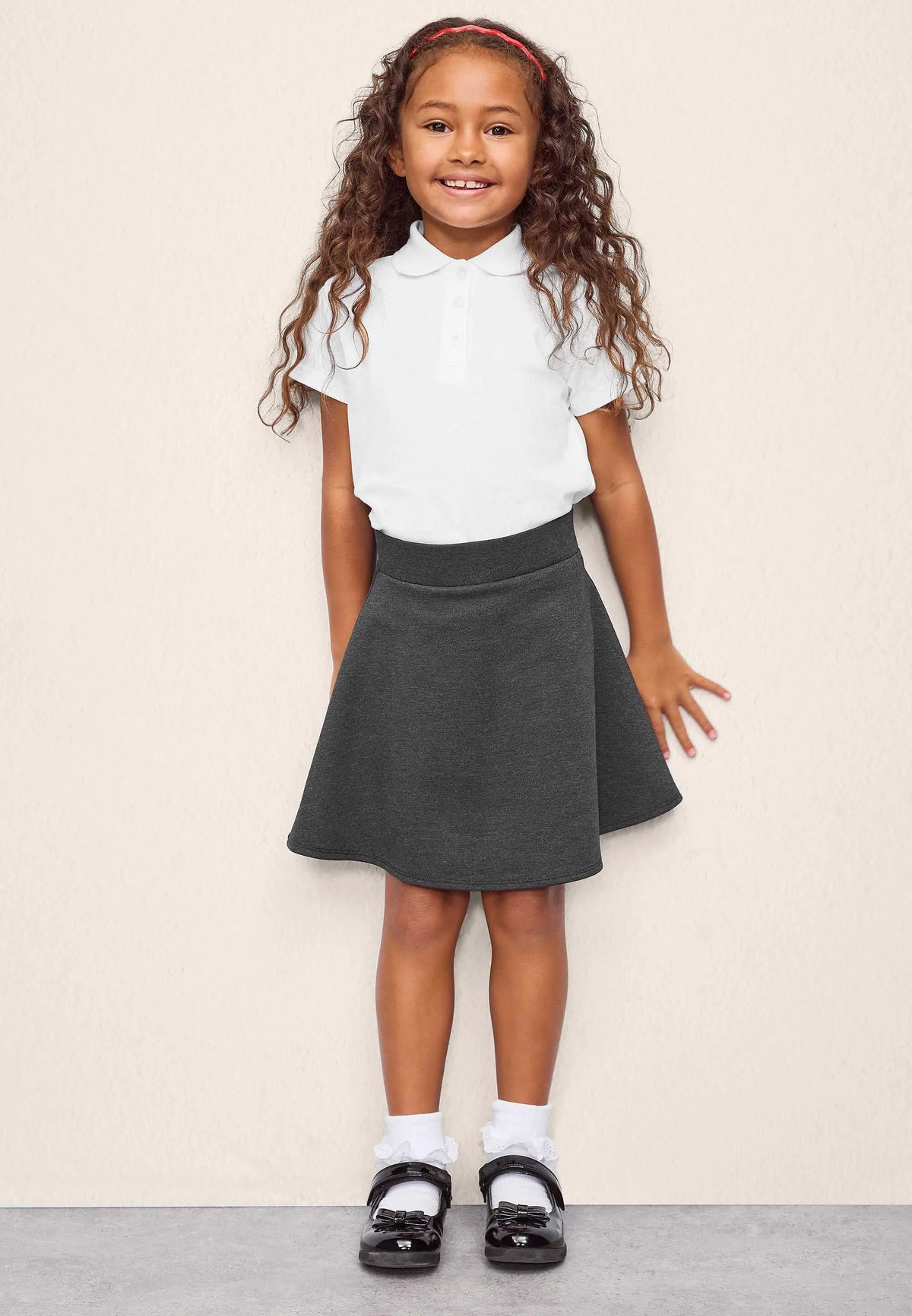 Girls Charcoal Grey Plain Ponte School Skirt