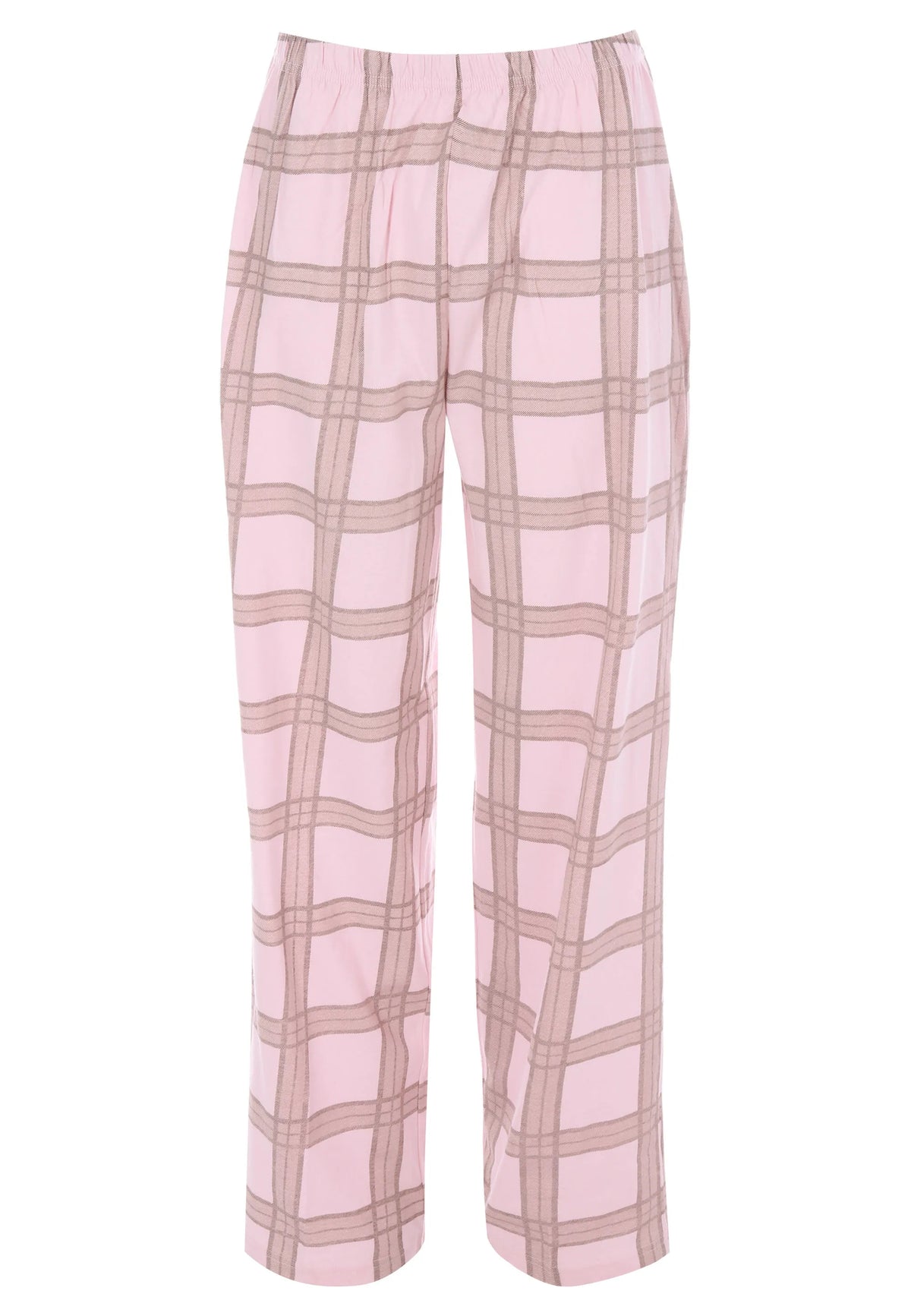 Womens Pink Check Long Pyjama Set