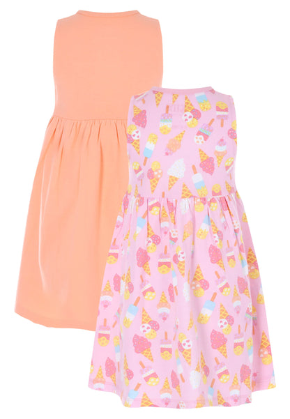 Younger Girls 2pk Orange Ice Cream Print Dress