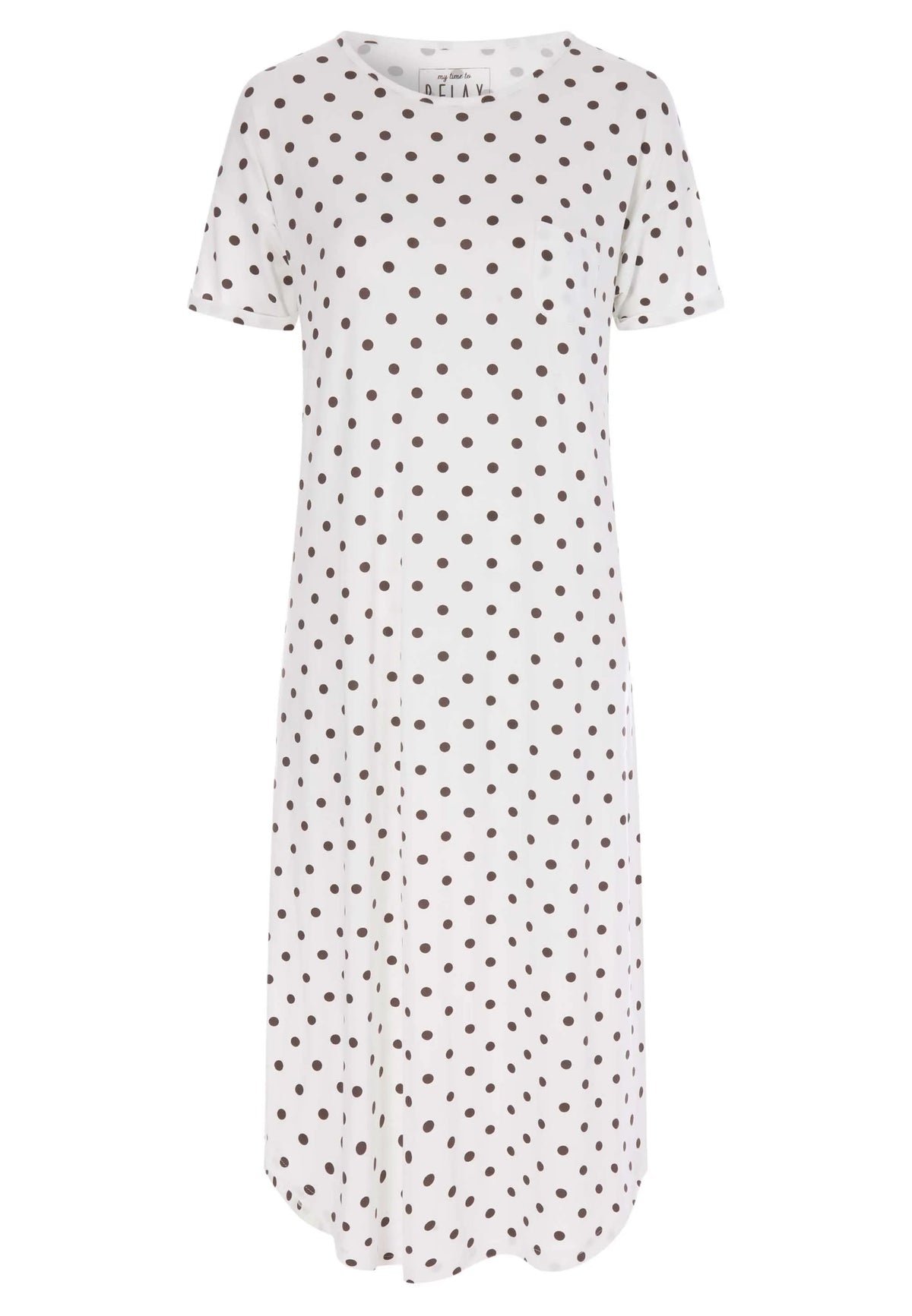 Womens Cream Polka Dot Long Nightdress