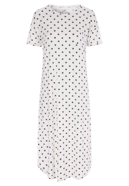 Womens Cream Polka Dot Long Nightdress