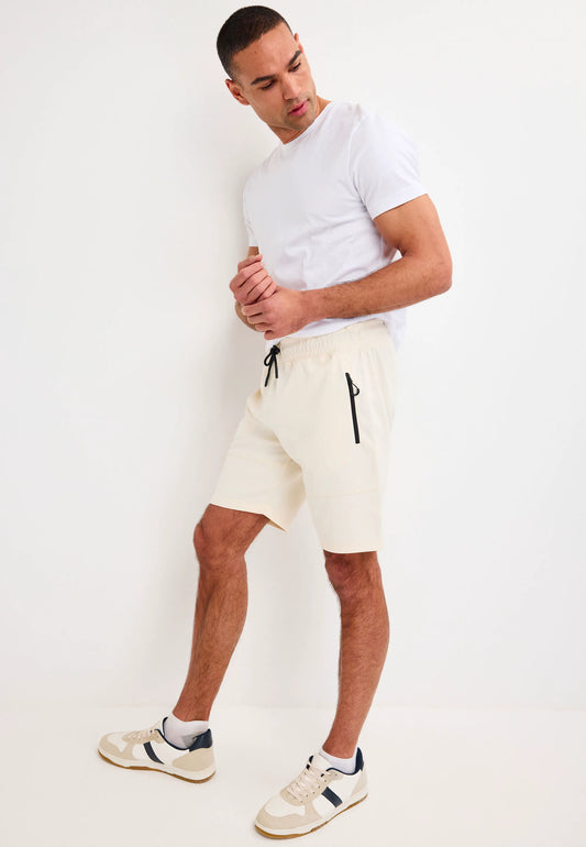 Mens Ecru Sports Sweat Shorts