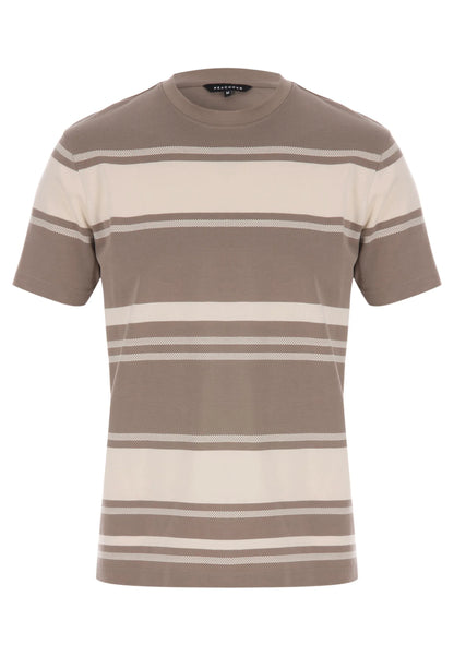 Mens Mocha Multi Stripe Short Sleeve T-shirt