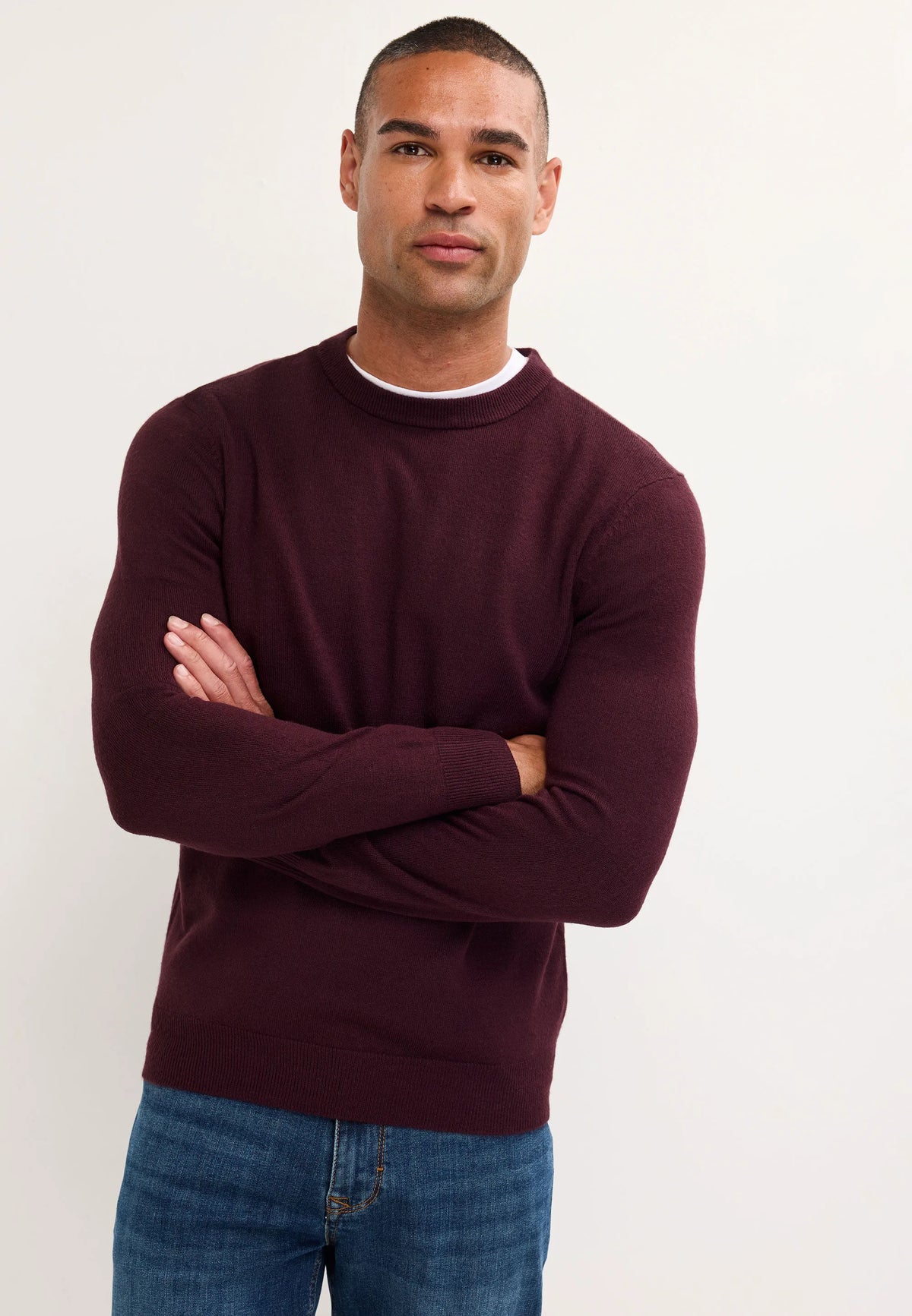 Mens Plum Soft Touch Crew Neck Jumper