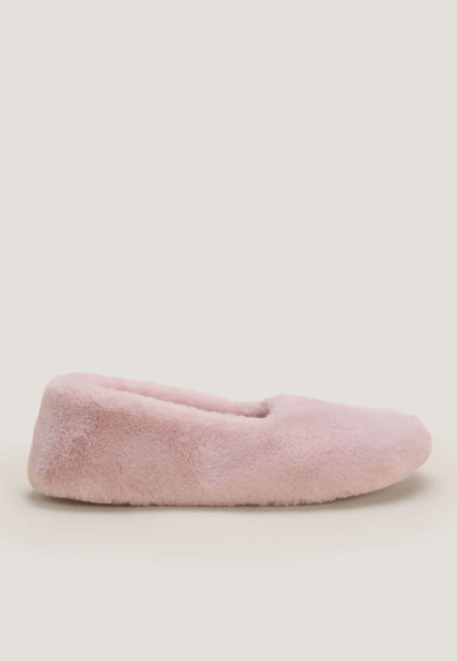 Womens Pink Fluffy Ballet Slippers
