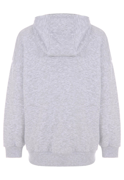 Older Girls Grey Bear Keyring Oversized Hoodie