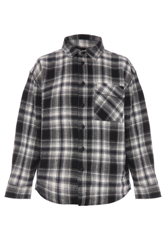 Older Boys Black Check Cotton Shirt