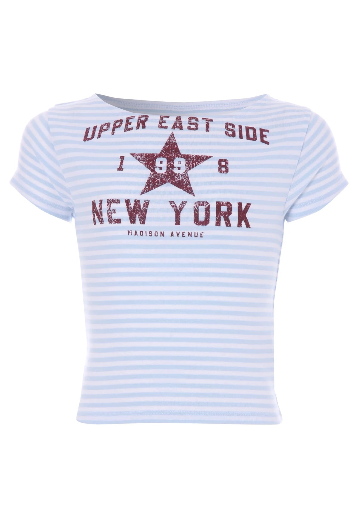 Older Girls Light Blue Slash Neck T-shirt