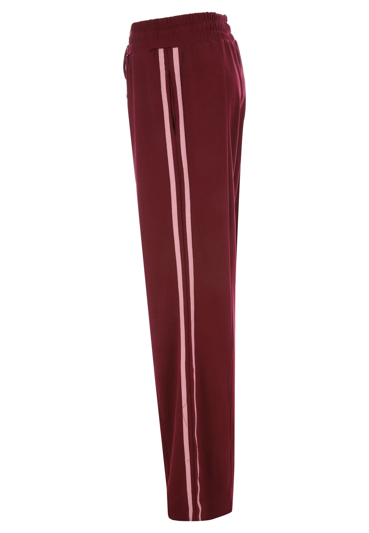Womens Burgundy Side Stripe Wide Leg Joggers