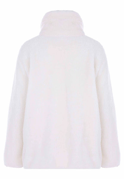 Womens Cream Cosy Zip Fleece Top