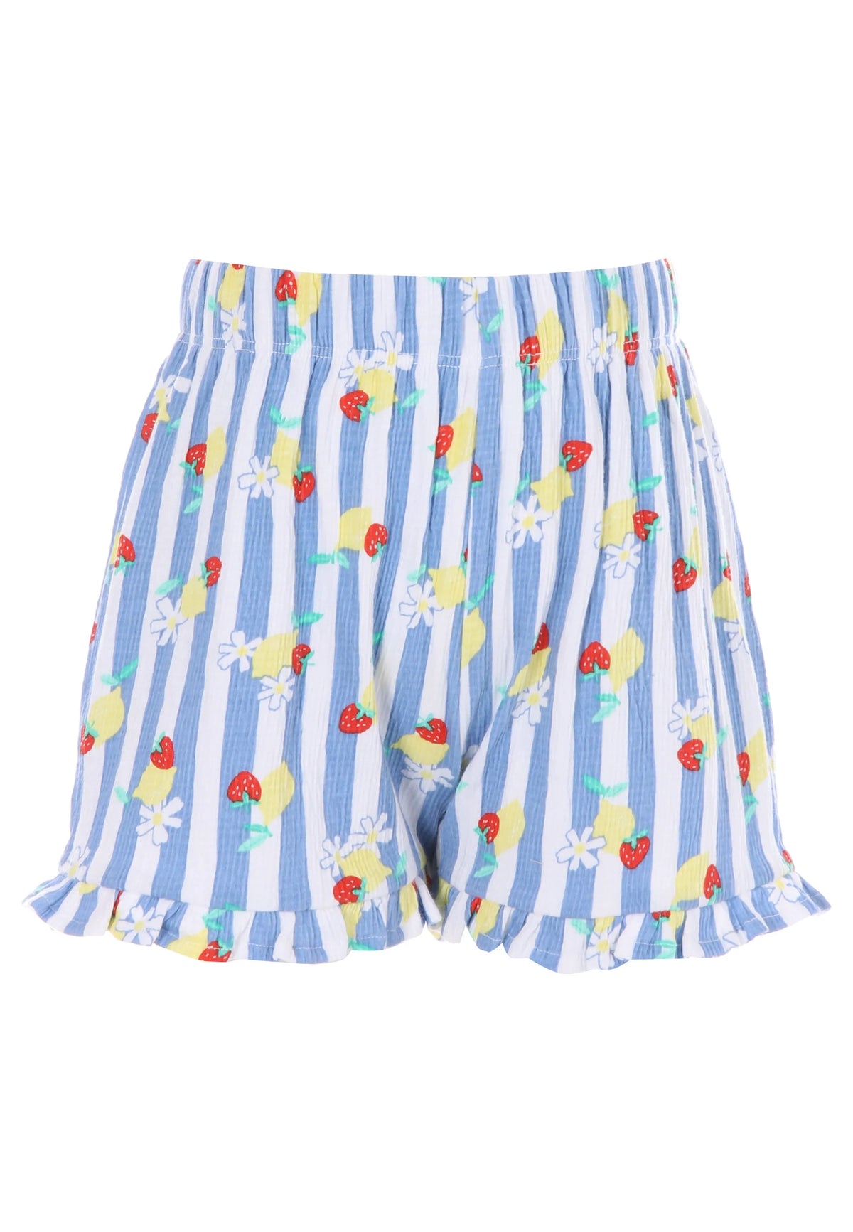 Younger Girls Blue Stripe Peplum Top and Shorts Set