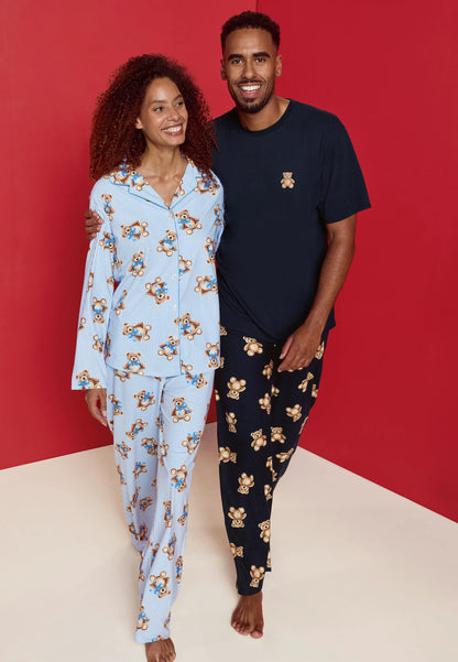 Mens Navy Bear Print Family Pyjama Set