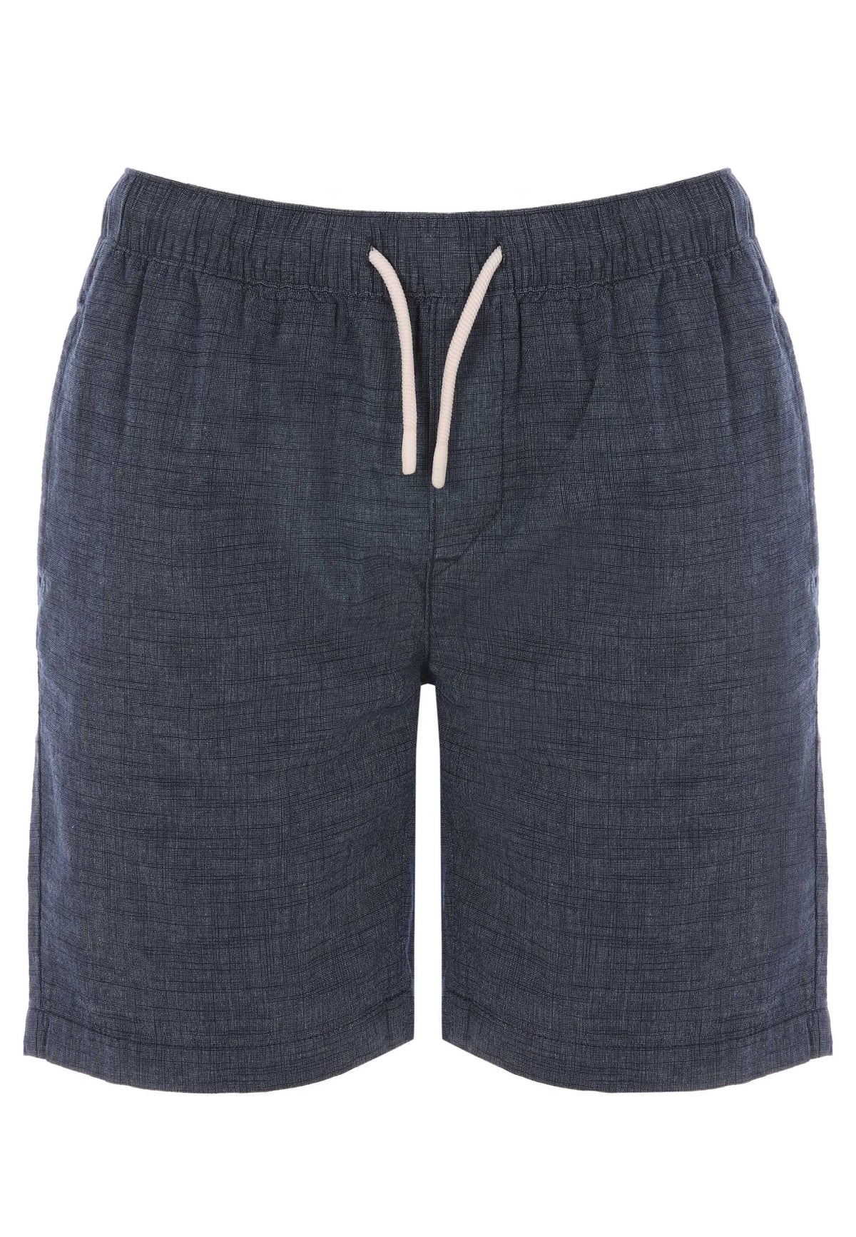 Mens Navy Textured Cotton Drawstring Shorts