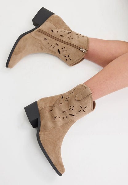 Womens Natural Western Tall Ankle Boots