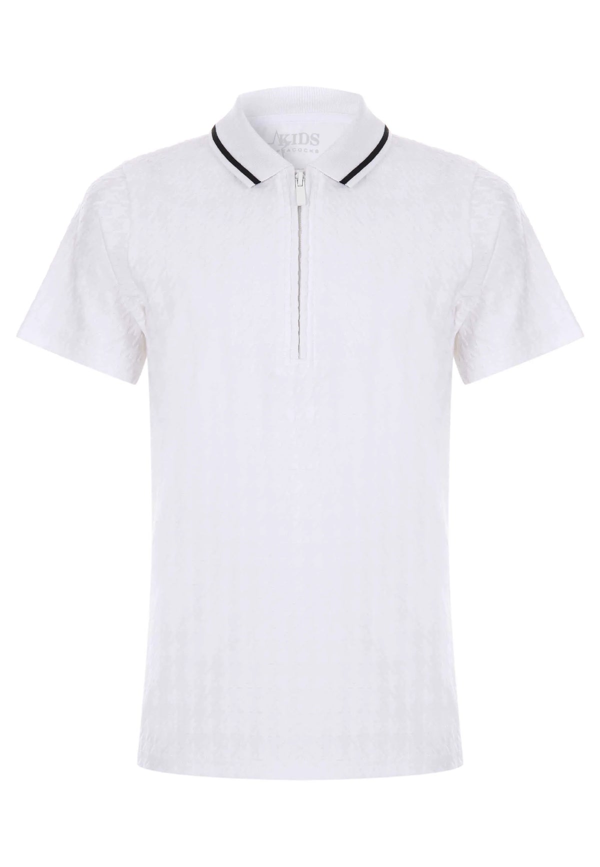 Older Boys White Houndstooth Polo Shirt
