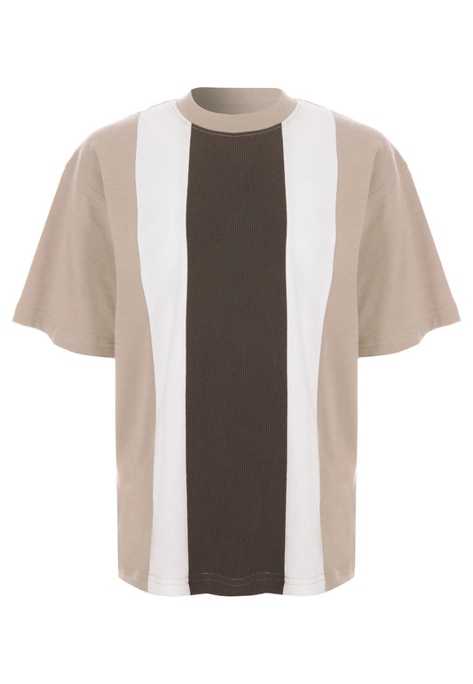 Older Boys Brown Stripe Cotton T-Shirt