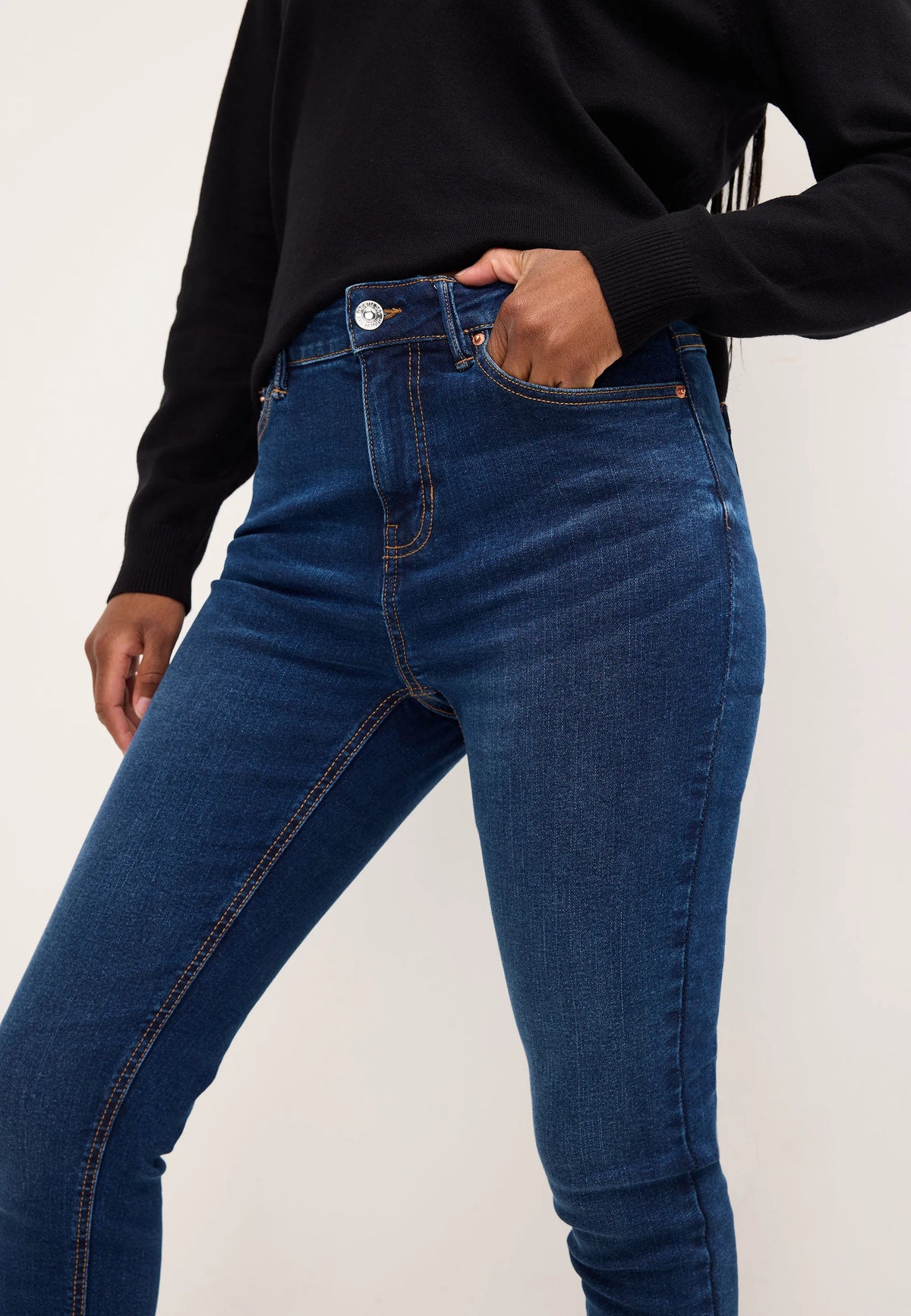 Womens Blue Plain Skinny Jeans