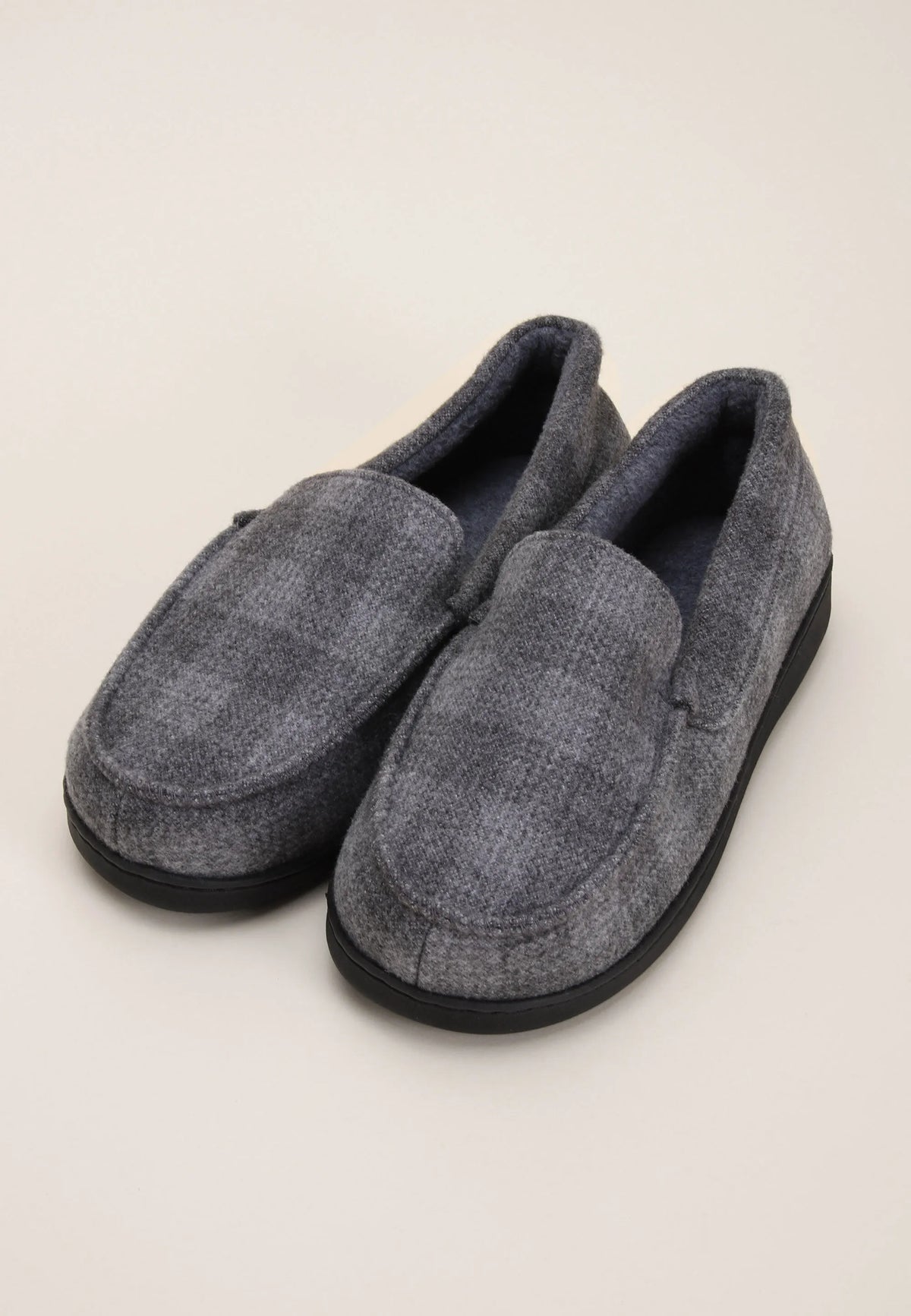 Mens Grey Check Closed Back Apron Slippers