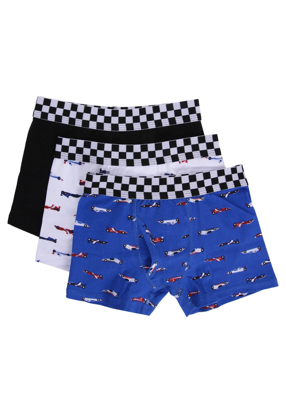 Younger Boys 3pk Blue Racing Cars Trunks