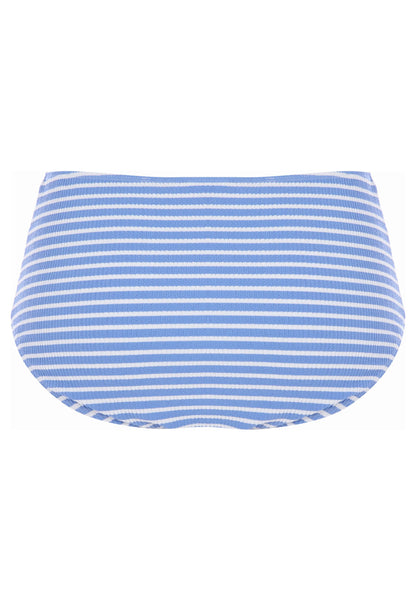 Womens Blue Stripe High Waist Bikini Briefs