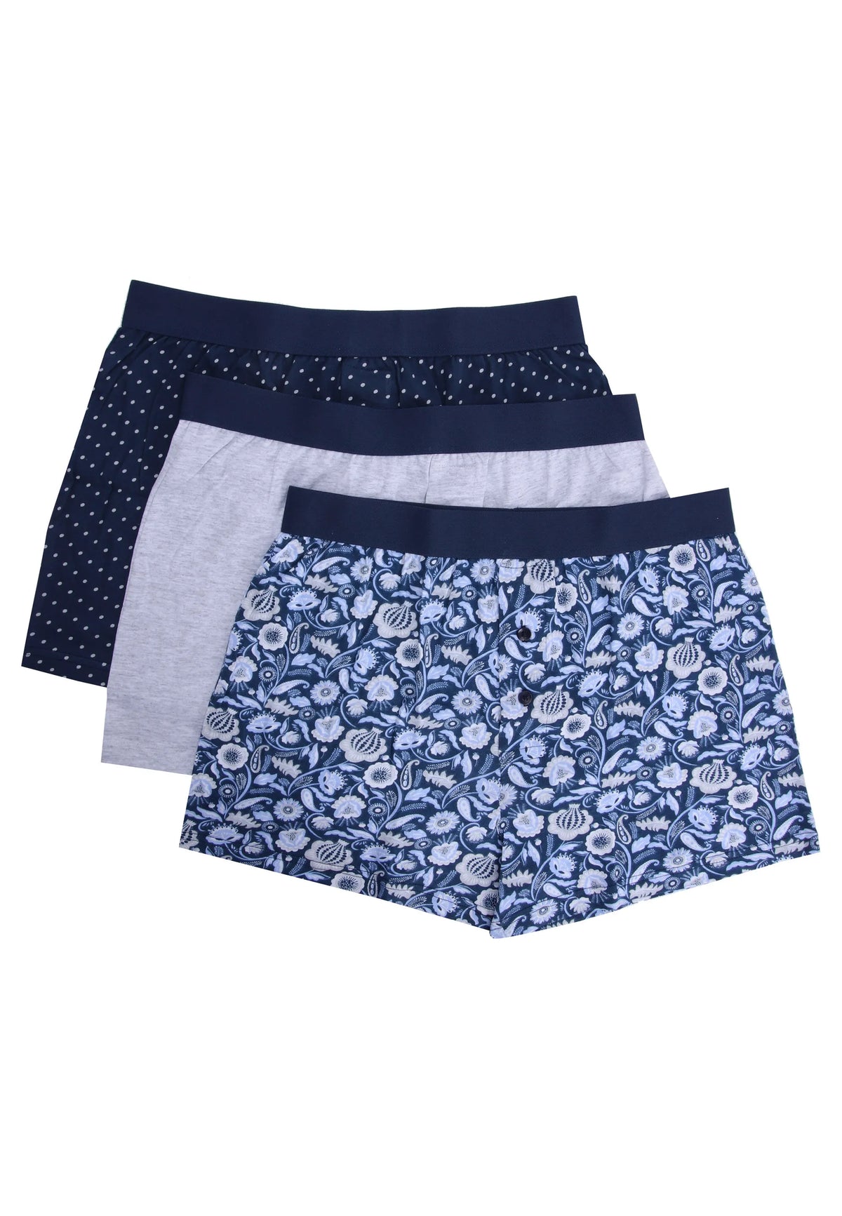 Mens 3pk Navy Paisley Loosefit Boxers