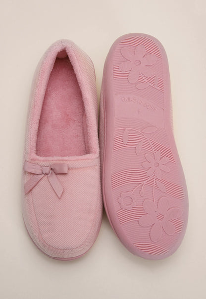 Womens Pink Woven Closed Back Slippers