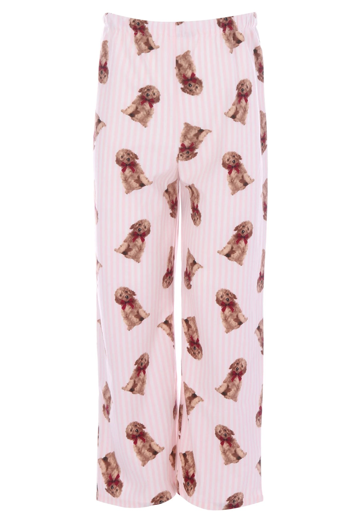 Girls Pink Stripe Dog Print Family Pyjama Set