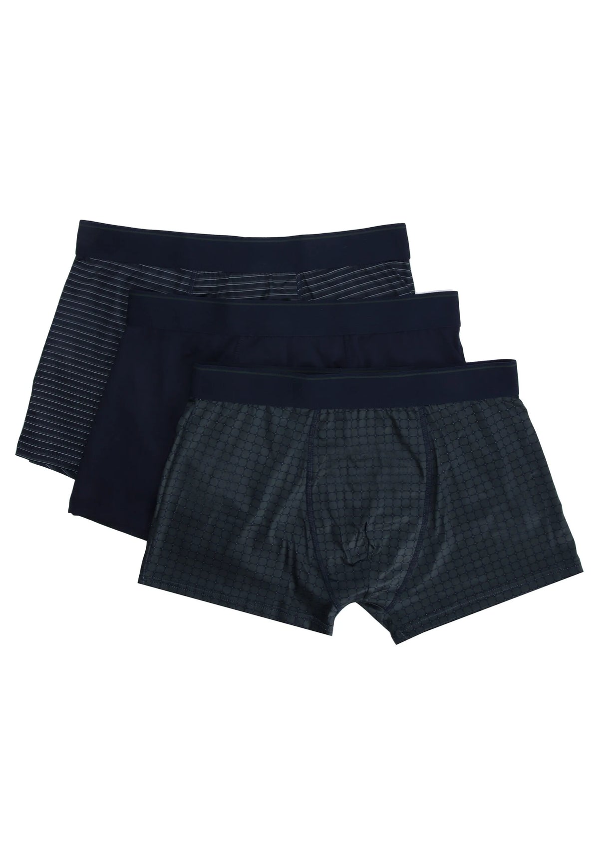 Mens 3pk Green Geo Print Smooth Hipster Trunks