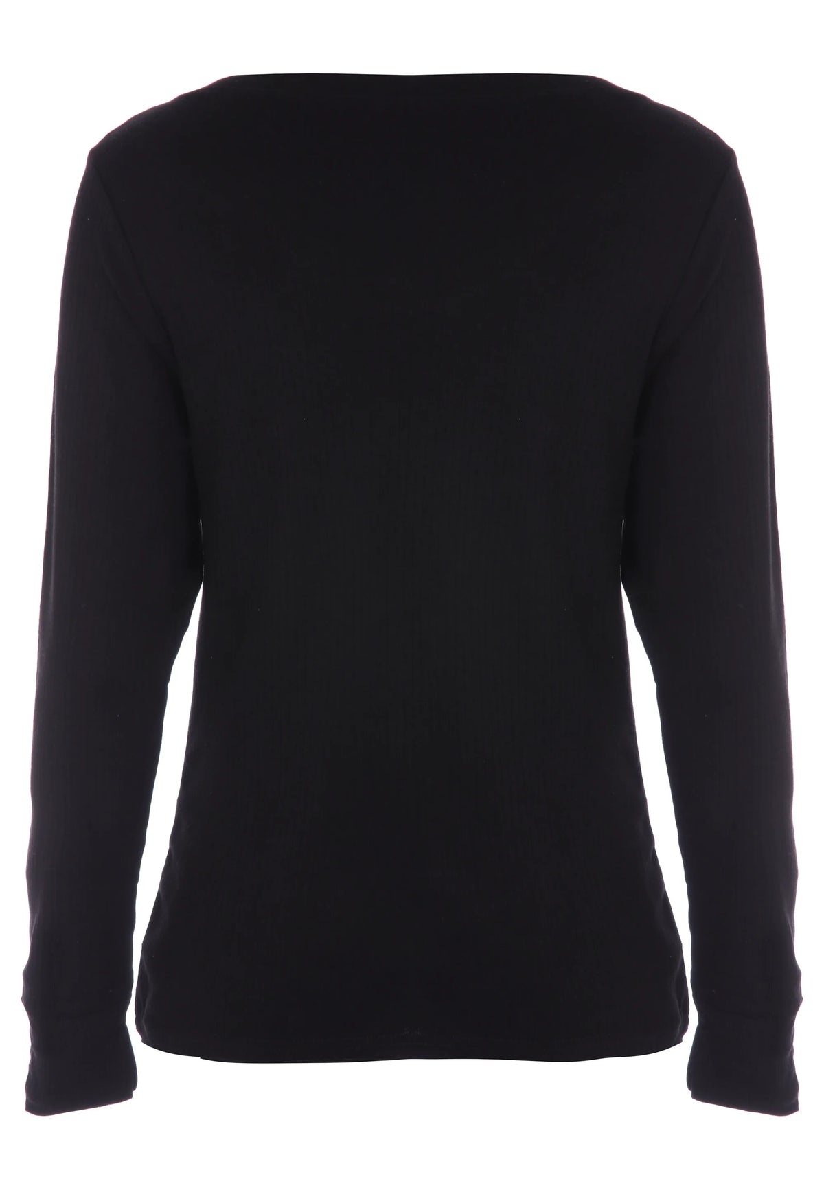 Womens Black Thermal Ribbed Long Sleeve Top