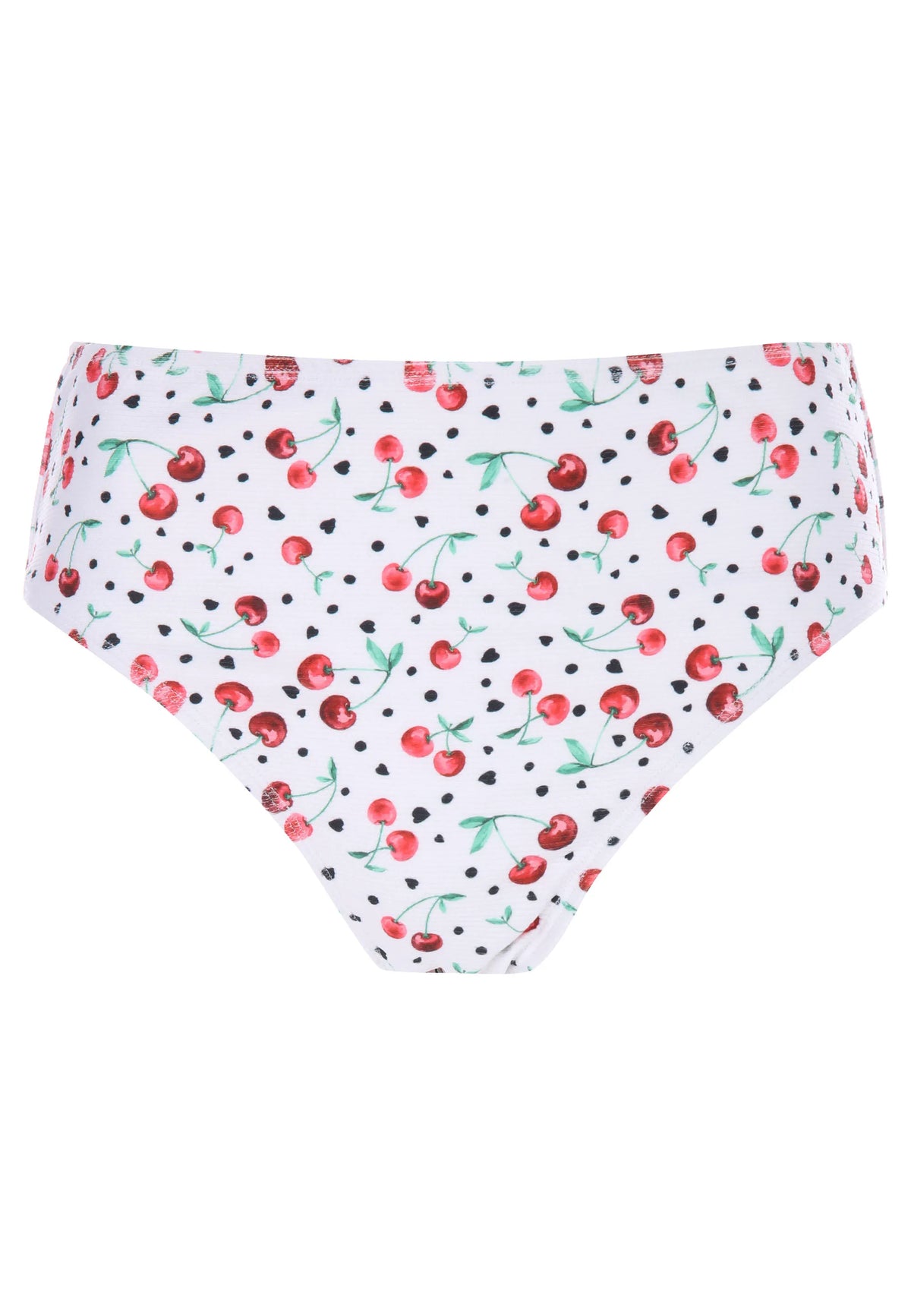 Womens White Cherry Print High Waist Bikini Briefs