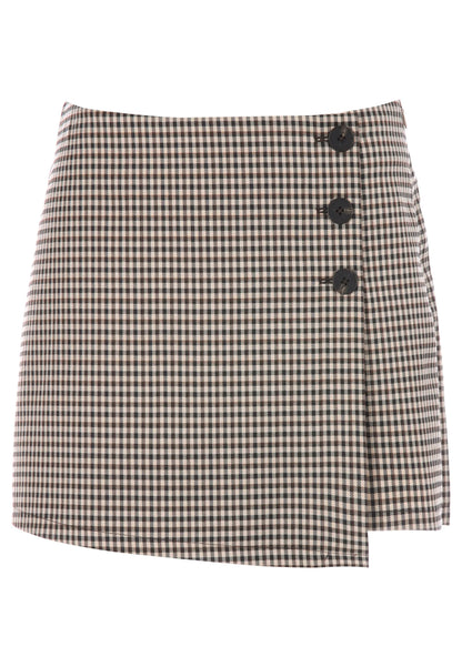 Womens Brown Check Mini Skort