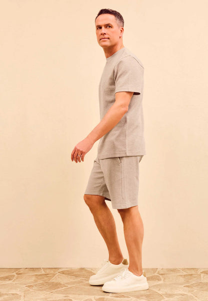 Mens Brown Waffle Texture Drawstring Shorts