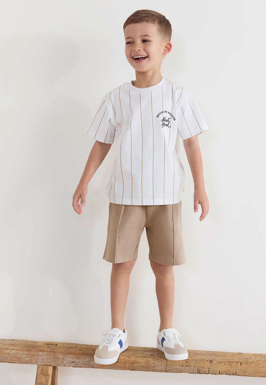 Younger Boys Stone Cotton Shorts