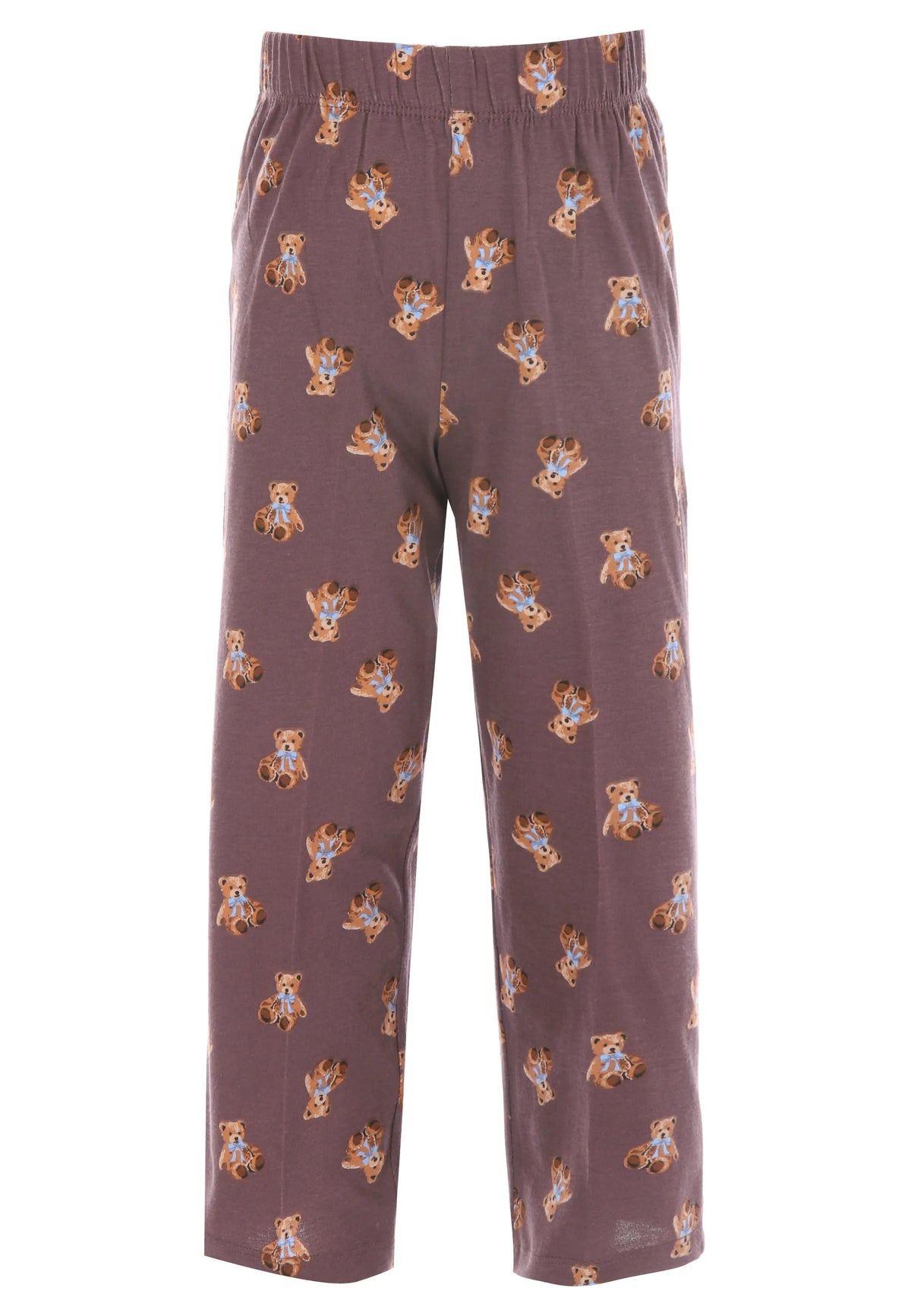 Girls Chocolate Brown Teddy Bear Long Pyjama Set