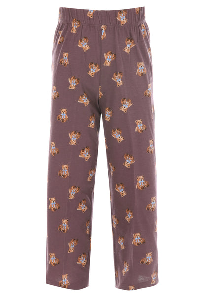 Girls Chocolate Brown Teddy Bear Long Pyjama Set