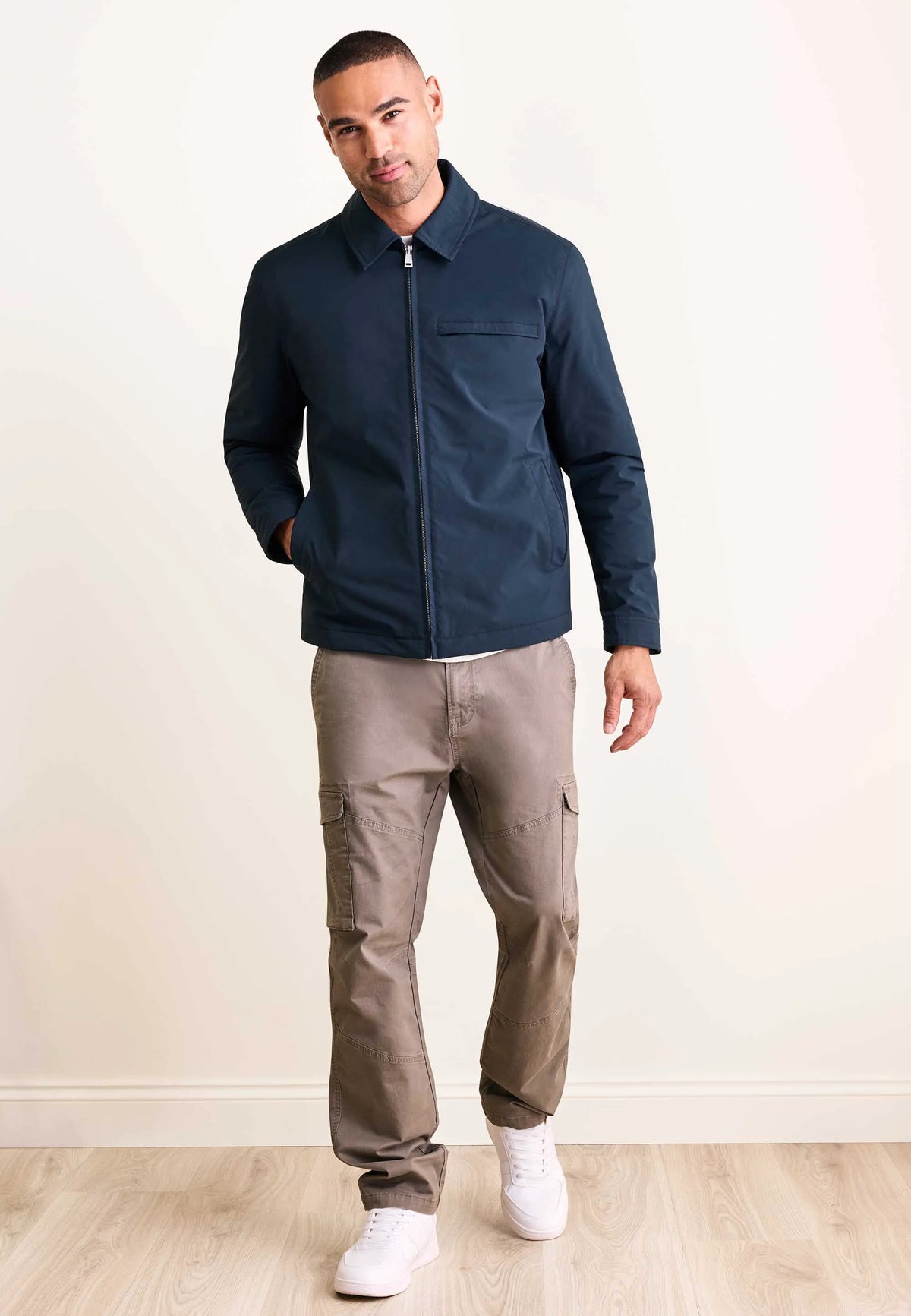 Mens Navy Lightly Padded Jacket