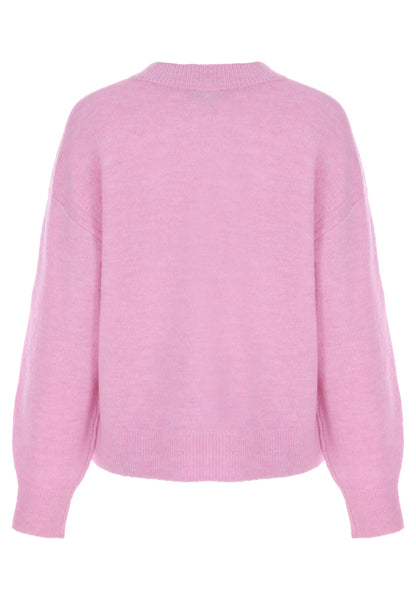 Womens Pink Relaxed Crew Neck Jumper