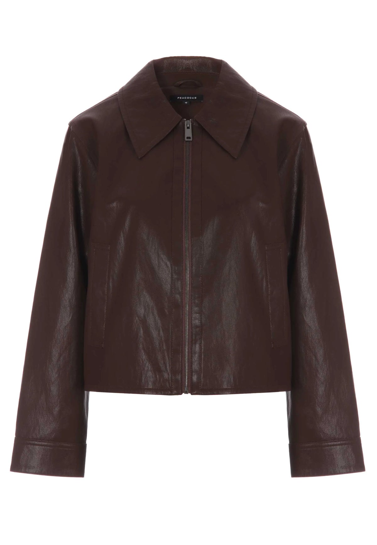 Womens Plum Faux Leather Zip Jacket